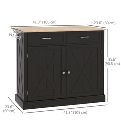 Kitchen Island with Drop Leaf, Rolling Kitchen Cart with 2 Drawers, Adjustable Shelves and Wood Countertop, Black