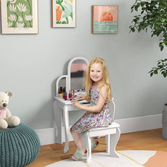 Kids Dressing Table and Chair Set, Girls Dressing Set, Makeup Desk with Drawer for 3-6 Years Old Kids, Pink