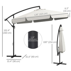 11 FT Cantilever Patio Umbrella Offset Parasol with Cross Base and 8 Ribs for Garden, Black