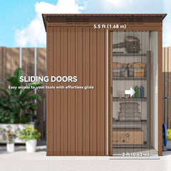 5.2' x 3.5' Outdoor Storage Shed, Easy to Assemble Metal Garden Shed, for Backyard, Lawn, Patio, Dark Grey