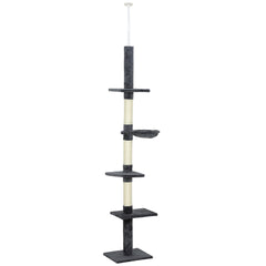 8.5ft Cat Climbing Tree 5-Tier Kitty Activity Center with Scratching Post Brown and White