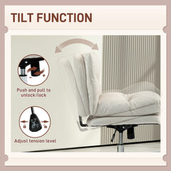 Armless Office Chair, Criss Cross Chair with Adjustable Height & Tilt Function for Home Office, Study, Grey