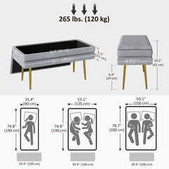 39" Storage Ottoman, Velvet End of Bed Bench with Steel Legs, Foot Stool with Storage for Bedroom, Living Room, Beige