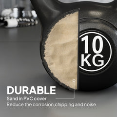 22lb Fitness Kettlebell, Plastic Exercise Weight, Weightlifting Tools with Sand, Handle, Noise Reduction for Home, Gym