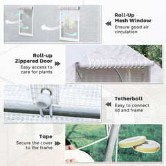 20x10x7ft Walk-in Steeple Greenhouse Outdoor Backyard Plant Seed Growth Shed Tunnel Warm House with 2 Anchor Way Green
