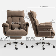 Desk Chair, Computer Office Chair with Footrest, Adjustable Backrest and Headrest, Black
