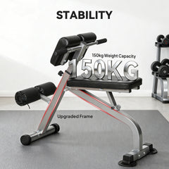 Roman Chair Back Extension Machine, Height Adjustable Hyperextension Bench, 38" x 26.8" x 27.2–43.3", Silver Tone