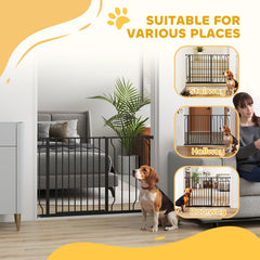 30"- 45" Easy Install Pet Gate w/ Door & Double Locking System, Extra Wide Dog Gate for Stairs, Hallways, White