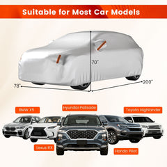 Car Cover for Automobiles 200 Inch Rain Sun UV Protection Fit SUV BMW Honda Lexus Mercedes-Benz
