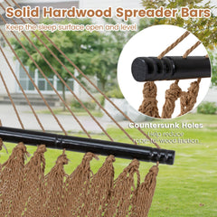 Caribbean Hammock with Spreader Bar for Patio Poolside-Khaki