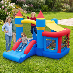 Inflatable Bounce House with Slide Ball Pit & Pitching Game for Birthday Party Carnival