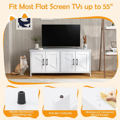 Cat Litter Box Enclosure for 2 Cats Modern Kitty Litter Box Furniture Hidden-White