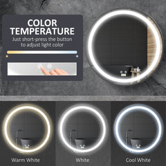 LED Bathroom Mirror for Vanity, Dimmable Lighted Anti Fog Wall Mirror with 3 Temperature Colors, Plug-in, 24 Inch