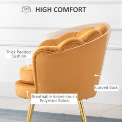 Modern Accent Chair, Velvet-Touch Fabric Leisure Club Chair with Gold Metal Legs for Bedroom, Dark Green