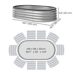 Galvanized Raised Garden Bed, 5 x 3 x 1 ft Modular Metal Garden Beds with Rubber Strip Edging, Silver