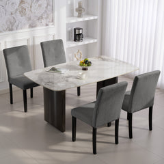 Modern Dining Chairs Set of 4, Kitchen Chairs with Rubberwood Legs and Padded Seat, Beige