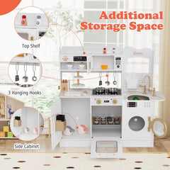 Children Pretend Toy Kitchen Playset with Light and Sound-White