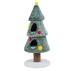 50 Inch Christmas Tree Cat Tower with Two Enclosed Condos and a Star Toy