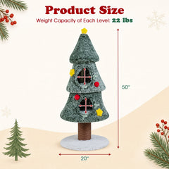 50 Inch Christmas Tree Cat Tower with Two Enclosed Condos and a Star Toy