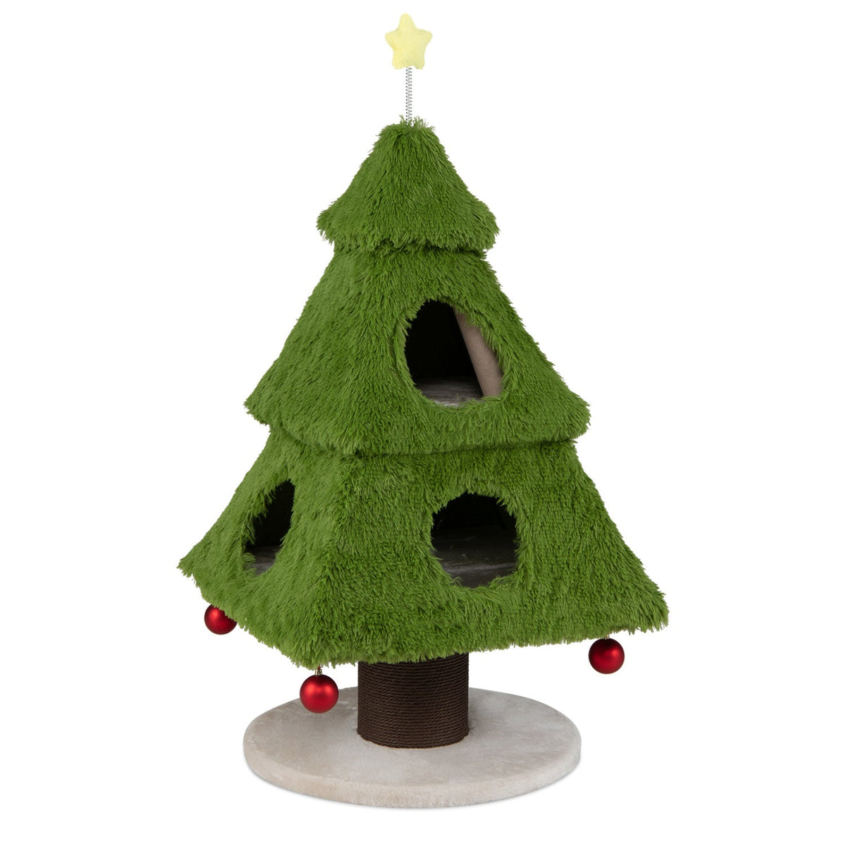 47.5 Inch Christmas Cat Tree with Three Tiers and a Two Door Lower Nest