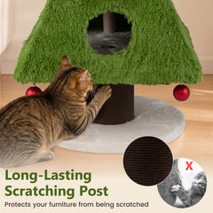 47.5 Inch Christmas Cat Tree with Three Tiers and a Two Door Lower Nest