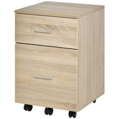 Mobile Filing Cabinet, Vertical File Cabinet with 2 Drawers, Wheels, for Letter or A4 File, Natural