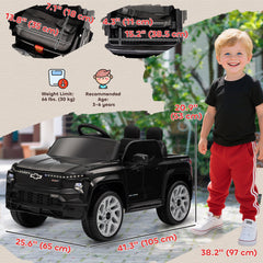 12V CHEVROLET SILVERADO EV RST Licensed Kids Car w/ Remote, Spring Suspension, Soft Start, Training Wheels, Black