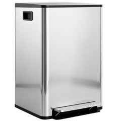 2 x 30L / 7.9 Gallon Dual Trash Can with Removable Inner Buckets and Handles for Kitchen, Office, Bathroom, Silver