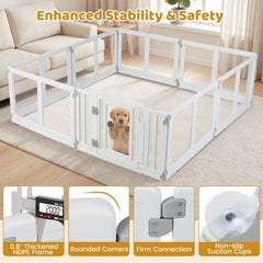 Clear Plastic Dog Playpen with Secure Locking Door-8 Panel