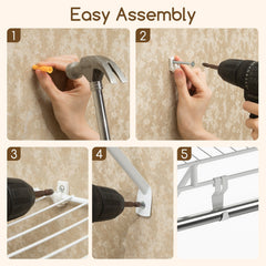 Closet Shelves Wall Mounted with Hanging Rod for Laundry Room