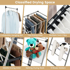 Clothes Drying Rack with 6-Level Adjustable Height
