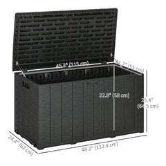 81 Gallon Garden Storage Box, Waterproof Double Wall Storage Container with Wheels and Handles, Black