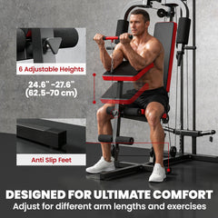 Home Gym Equipment, Multifunctional Weight Machine with Pulley System for Full Body Strength Training, Black