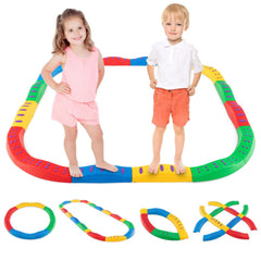 Colorful Kids Wavy Balance Beam with Textured Surface and Non-slip Foot Pads-Multicolor