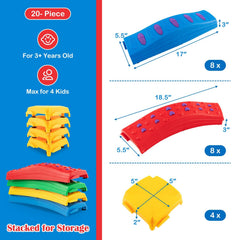 Colorful Kids Wavy Balance Beam with Textured Surface and Non-slip Foot Pads-Multicolor