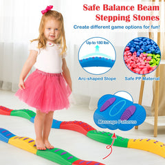 Colorful Kids Wavy Balance Beam with Textured Surface and Non-slip Foot Pads-Multicolor
