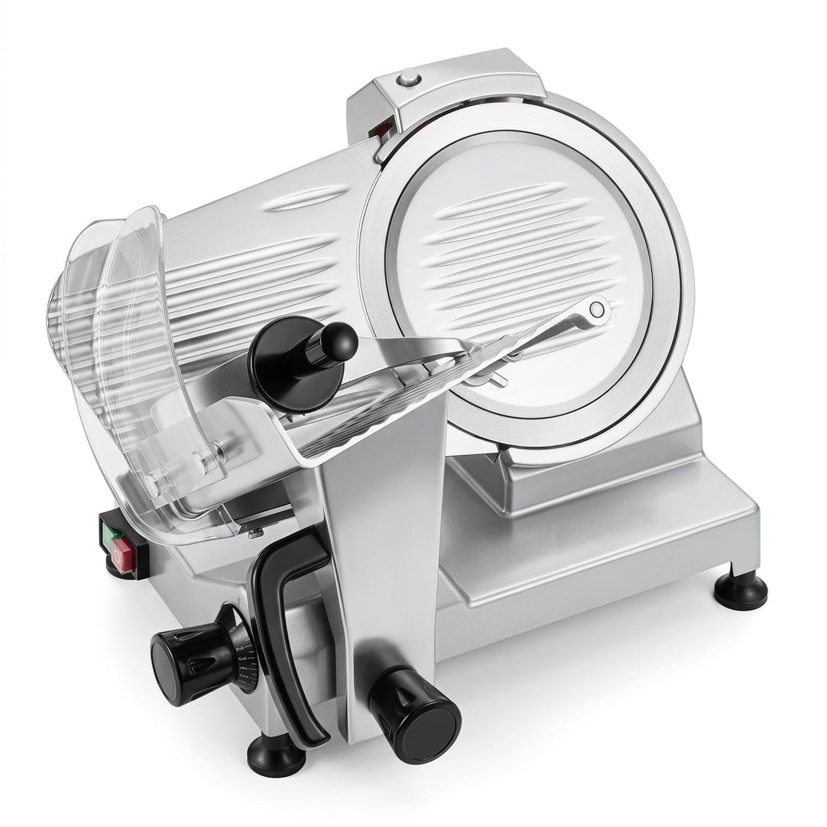 Commercial Meat Slicer with 10 inches Carbon Steel Blade and 0-0.47 inches Adjustable Thickness for Frozen Meat Cheese-Silver