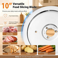 Commercial Meat Slicer with 10 inches Carbon Steel Blade and 0-0.47 inches Adjustable Thickness for Frozen Meat Cheese-Silver