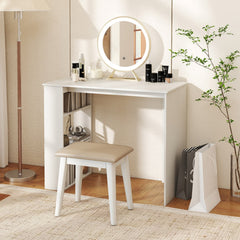 Computer Desk with Bookshelf for Small Space-White