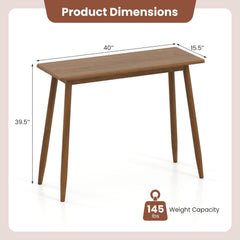 Computer Desk with Rubber Wood Legs Wooden Writing Desk with Spacious Tabletop-Walnut