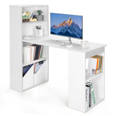 Computer Desk Writing Workstation Office with 6-Tier Storage Shelves-White