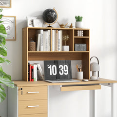 Desktop Bookshelf Hutch 37 Inch with 4 Cubbies and Open Back Compartment, Natural
