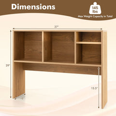 Desktop Bookshelf Hutch 37 Inch with 4 Cubbies and Open Back Compartment, Natural