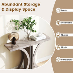 Console Table 39.5 Inch Rectangular Entryway Table with Geometric Frame-Gray