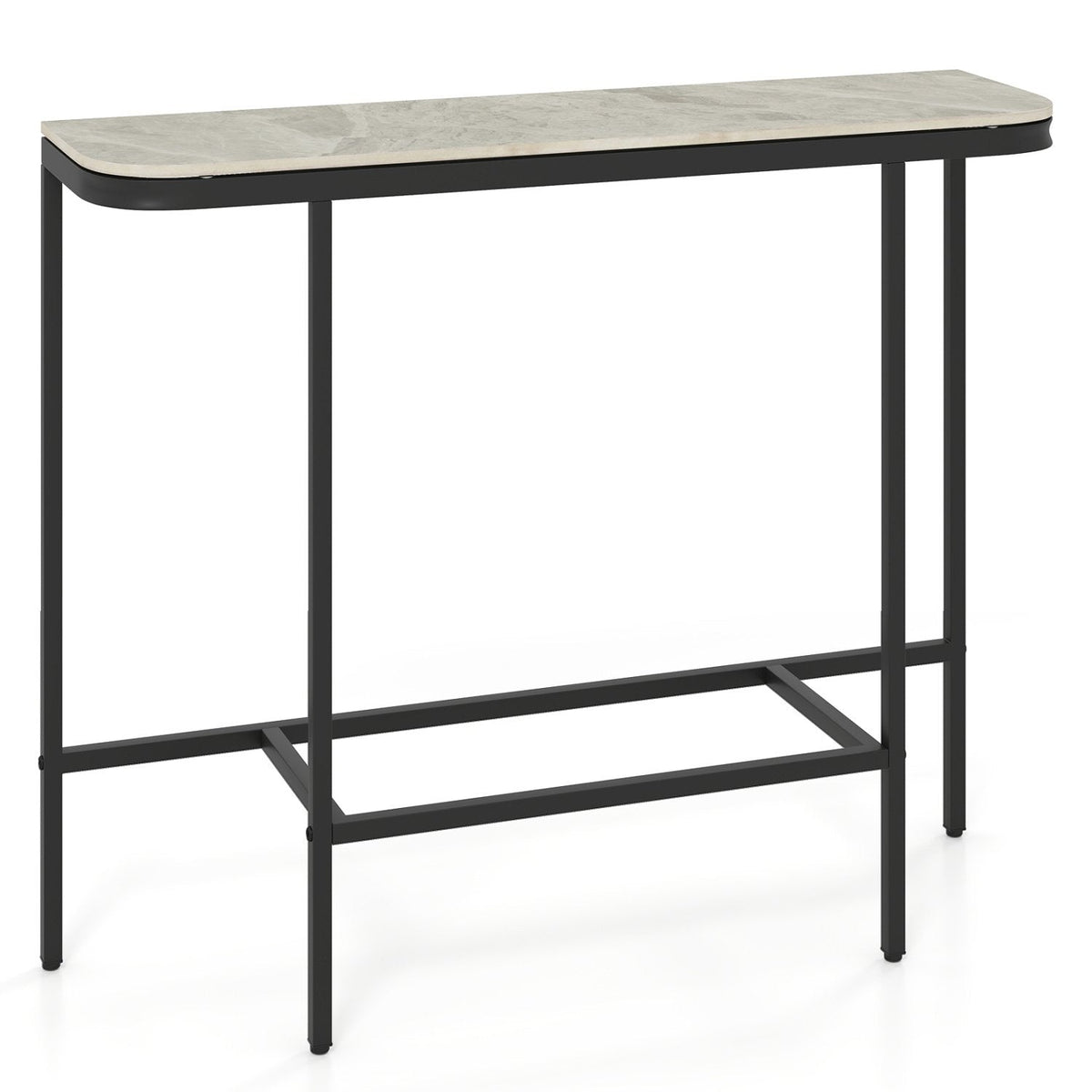 Console Table 44-Inch Entryway Table with Faux Marble Tabletop and Heavy-Duty Metal Frame-Gray
