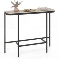 Console Table 44-Inch Entryway Table with Faux Marble Tabletop and Heavy-Duty Metal Frame-Gray
