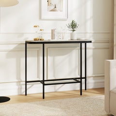 Console Table 44-Inch Entryway Table with Faux Marble Tabletop and Heavy-Duty Metal Frame-Gray