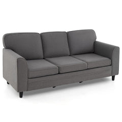 Contemporary Living Room Furniture Suite: Modern 3-Seat Teddy Velvet Sofa + 47-Inch Glass Coffee Table
