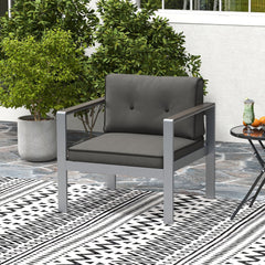 Contemporary Sofa Chair with WPC Armrests and Back Cushions-Gray