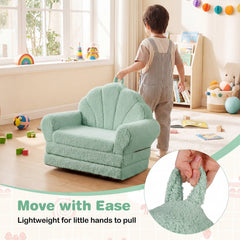 Convertible Kids Sofa 2-in-1 Fold out Toddler Couch Chair-Green
